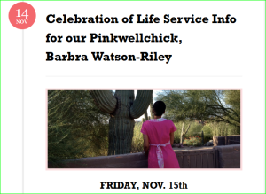 Barbra's legacy is The Pinkwellchick Foundation.